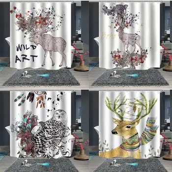 

Cartoon Animal Printing Waterproof Shower Curtain Polyester Fabric Bath Curtain Home Bathroom Bohemia Curtains