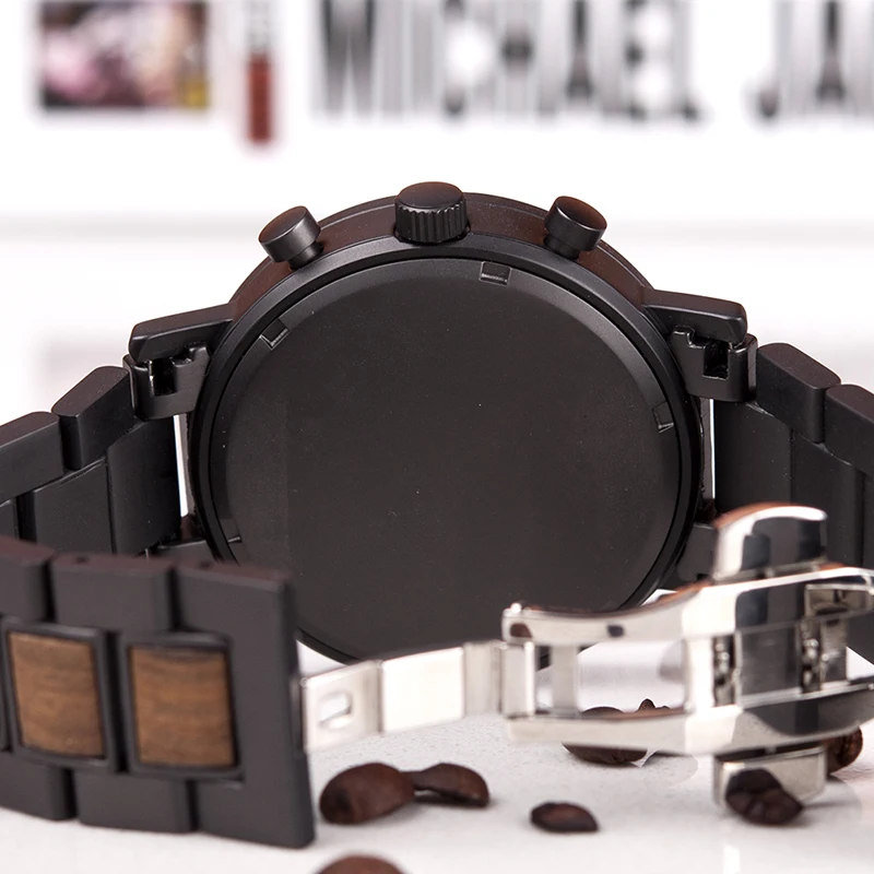 BOBO BIRD Watch Men Stainless Steel Wooden Watches Chronograph Men's Sport Waterproof Military Watches Relogio Masculino V-R01