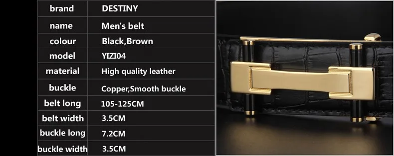 DESTINY модные для мужчин ремень Роскошные крокодил узор медь гладкой пряжкой Высокое качество пояса из натуральной кожи ремни для