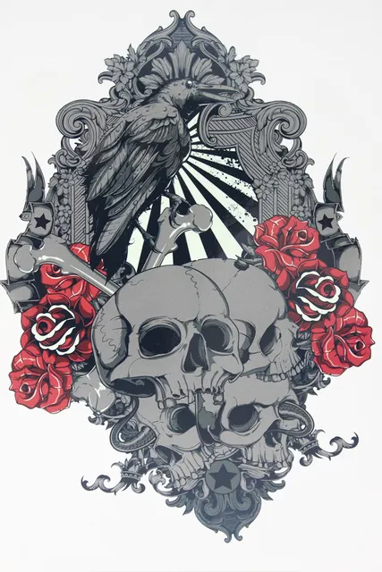 Skull With Flower Dark COOL Tattoo 21 X 15 CM Sized Sexy Cool Beauty Tattoo Waterproof Hot Temporary Tattoo Stickers Skull With Flower Dark COOL Tattoo 21 X 15 CM Sized Sexy Cool Beauty Tattoo Waterproof Hot Temporary Tattoo Stickers