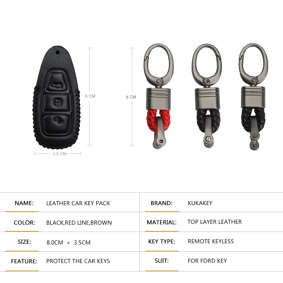 Кожаный чехол для автомобильных ключей, защитный чехол для Ford Mondeo Mk4 Focus Kuga Fiesta Fusion Ecosport, автомобильный брелок для ключей
