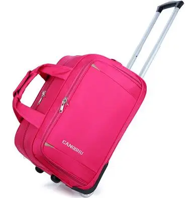 Мужские сумки на колесиках, женские дорожные сумки для багажа, чемодан из материала Оксфорд, Дорожный Чехол на колесиках, деловые дорожные сумки на колесиках - Цвет: red 22 inch