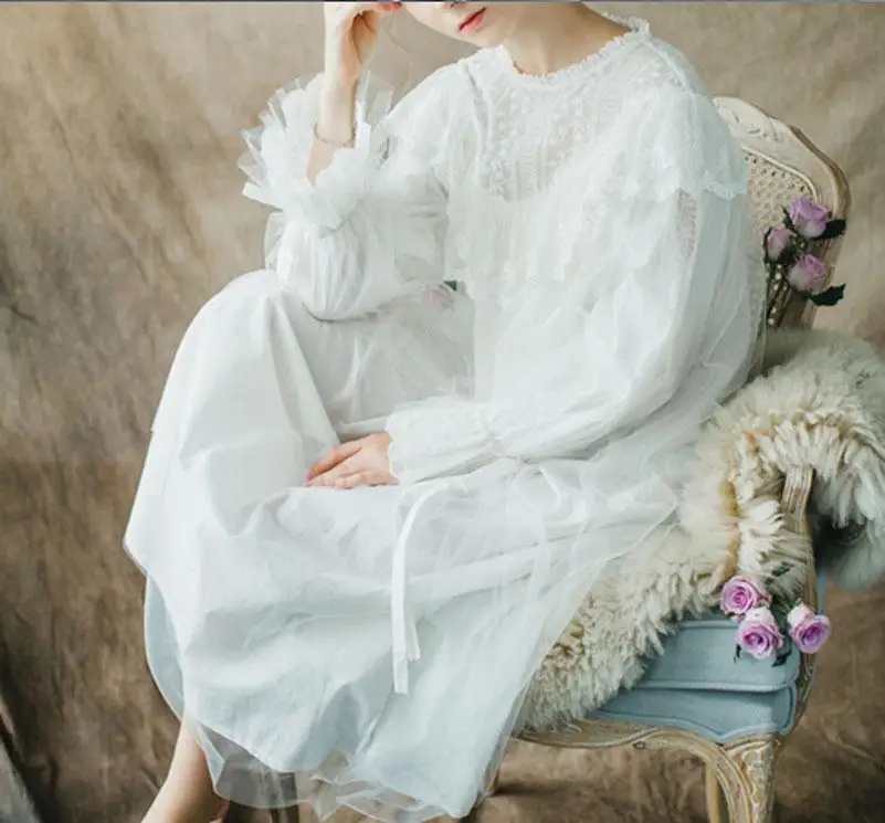 

Pregnant Maternity Sleeping Dresses Women Long Sleeve Dress Cotton Girls Princess Palace Pajamas Female Spring Autumn Sleepwear