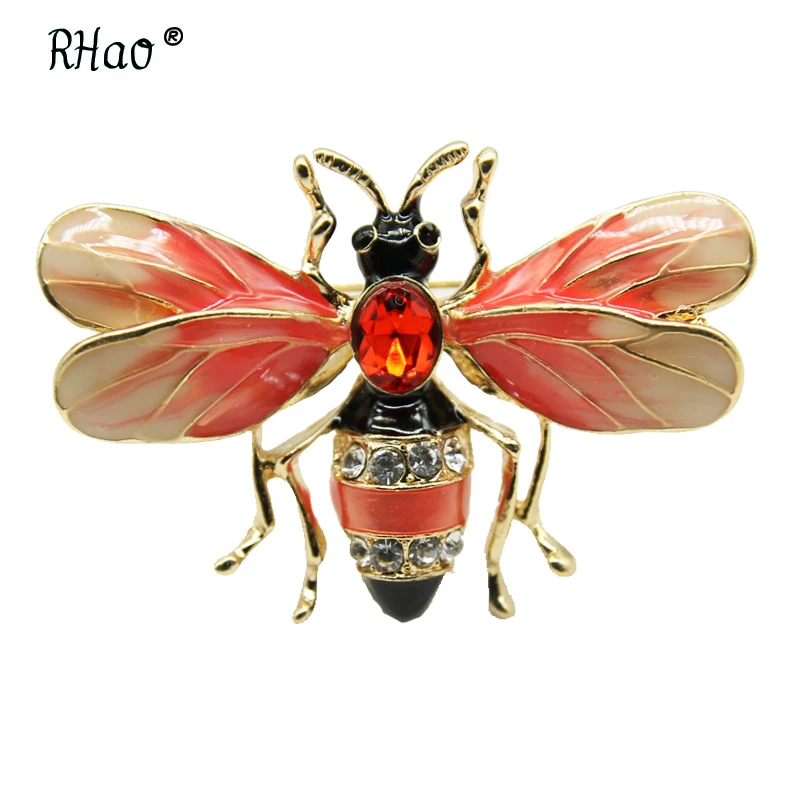 RHao милые желтые эмалированные броши в виде пчел Винтажные заколки с животными 4 цвета на выбор летающие Броши с насекомыми для женщин и мужчин ювелирные изделия