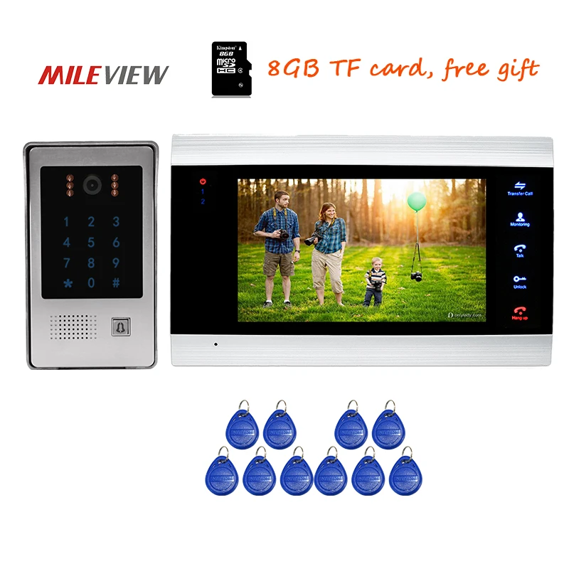 

Free Shipping NEW 720P AHD HD 7" Screen Video Door Phone Intercom Record System + Code Keypad RFID Access Unlock Outdoor Camera