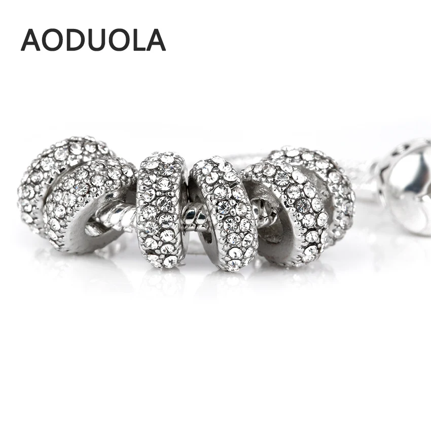 

10 Pcs a Lot Silver plated Round Crystal Spacer Beads for Jewelry Making rhinestone DIY Bead Fit For Pandora Charms Bracelets