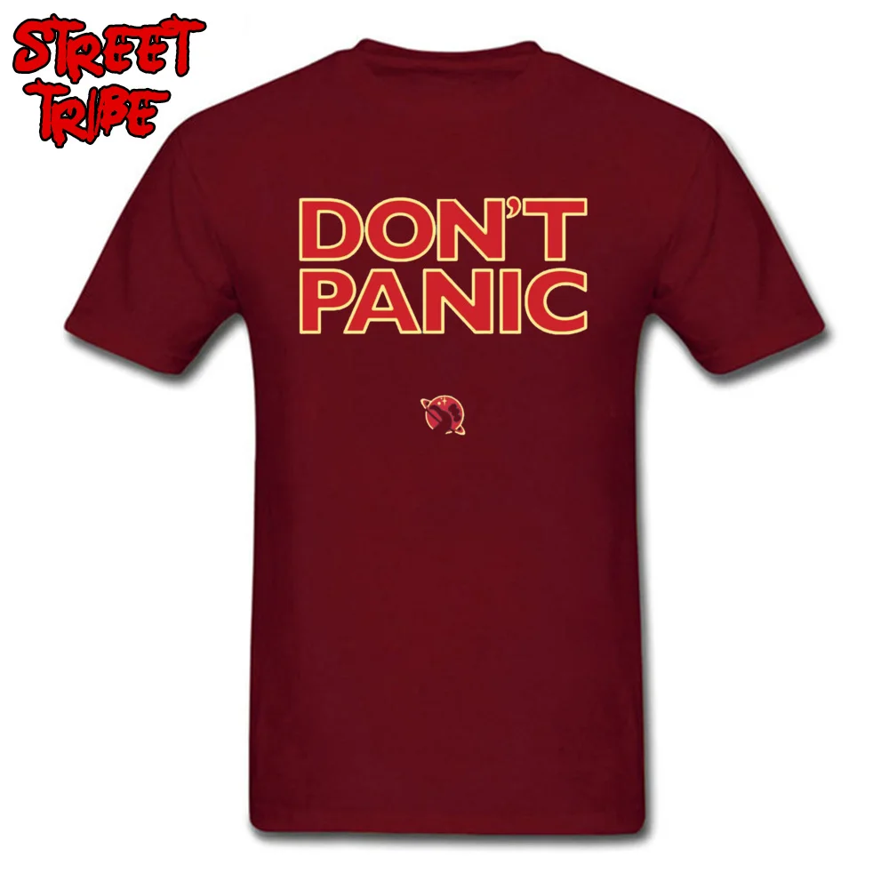 dont panic 18305 Birthday T-shirts for Men Cotton Summer Tops T Shirt Street Tee Shirts Short Sleeve Fashion Crewneck dont panic 18305 maroon