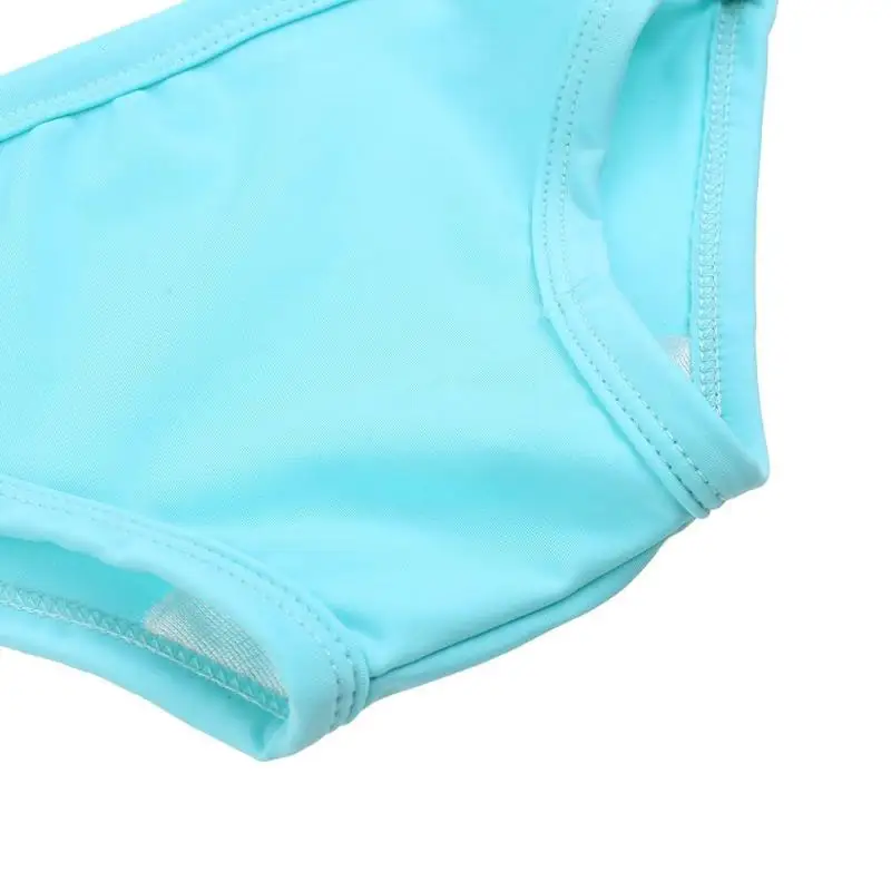 2018 Kids Baby Girls Solid Halter Ruffles Tankini  (25)