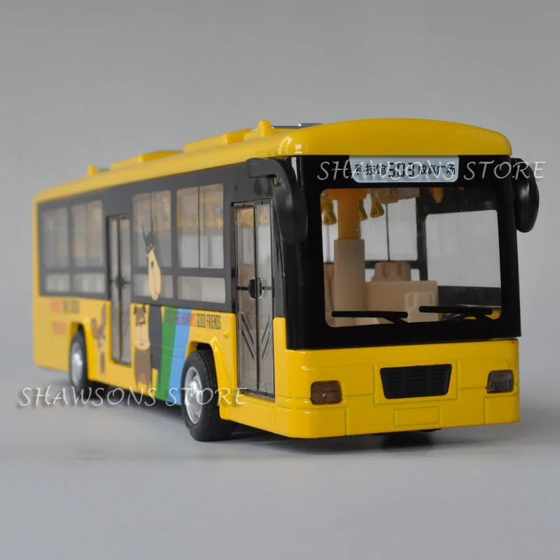 

1:43 Diecast Metal Alloy Vehicle Model Toys City Bus Pull Back Miniature Replica with Sound & Light