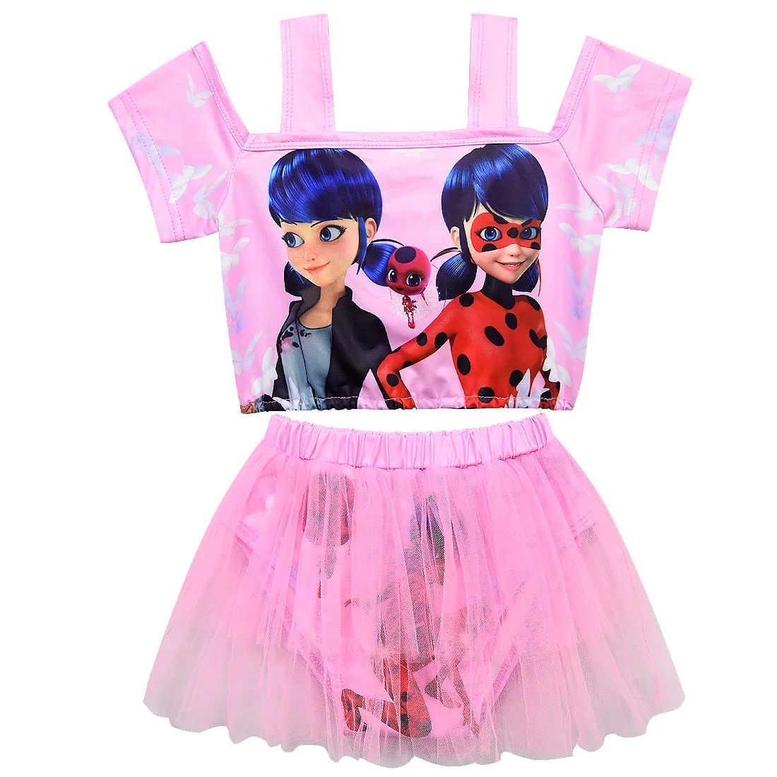 Newest Miraculous Ladybug Girl children's swimsuit suit 2019 Summer Novelty mesh gauze shoulder strap Two-piece Kids clothes Newest Miraculous Ladybug Girl children's swimsuit suit 2019 Summer Novelty mesh gauze shoulder strap Two-piece Kids clothes