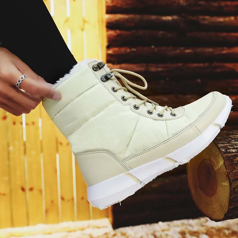 

Women Boots Winter Shoes Short Fur Plush Warm Mid-Calf Snow Boots Platform Female Lace Up Botas Mujer Plus Size 43 Drop Shipping