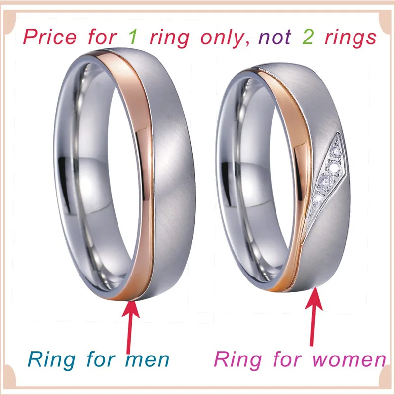 2017 Unique Handmade Titanium Engagement Wedding Band Matching Couple Rings Pair for men and women Rose Gold Color JSRS036(7)