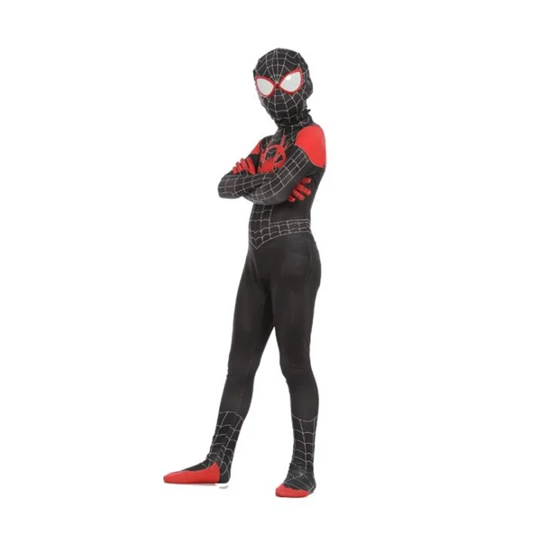 Spider-Man: Into the Spider-Verse Miles Morales Kids Cosplay Costume Zentai Superhero Bodysuit Jumpsuit Suit 