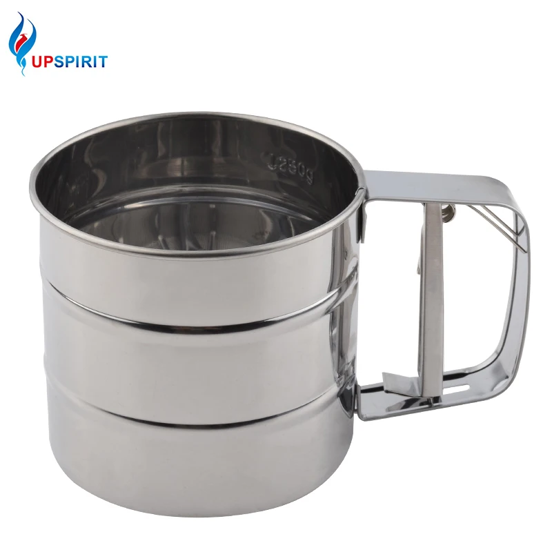 Upspirit High Stainless Steel Sieve Cup Mesh Flour Sifter Mechanical