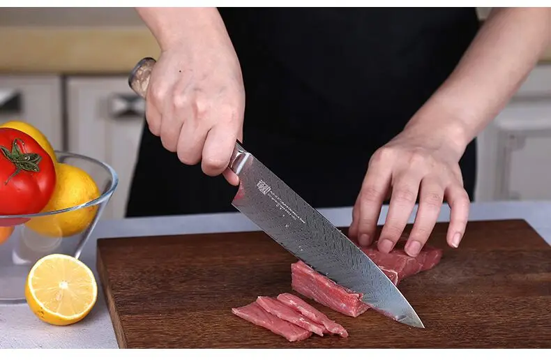62HRC японские ножи шеф-повара дамасский нож, кухонный нож Дамаск VG10 ножи из нержавеющей стали 67 слоев теневой древесины Медный гвоздь