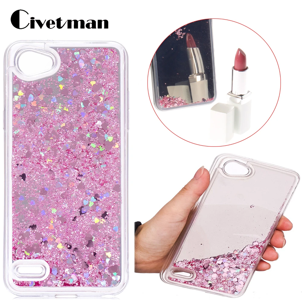 

Cover Mobile Phone Case For LG Q6 Q 6 Alpha Q6 Plus Q6a M700 5.5" Mirror Dynamic Liquid Quicksand Glitter Protective Back Shell