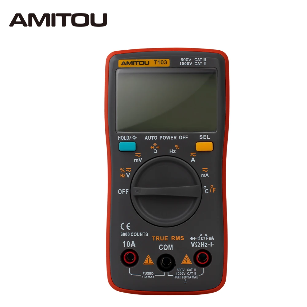 

T103 Multimeter AC/DC Ammeter Voltmeter Auto Multimetro Ohm Frequency Diode Resistance Capacitance Temperature Duty Cycle Tester