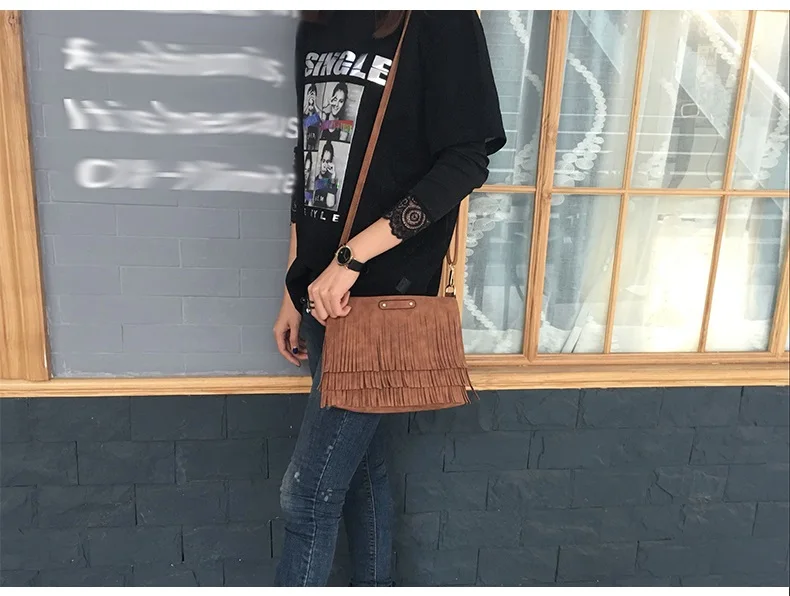 NIGEDU Vintage Tassel Shoulder Bag Small Female Crossbody Bags for Women Messenger Bags High Quality Pu Leather Handbag and Wallet (6)