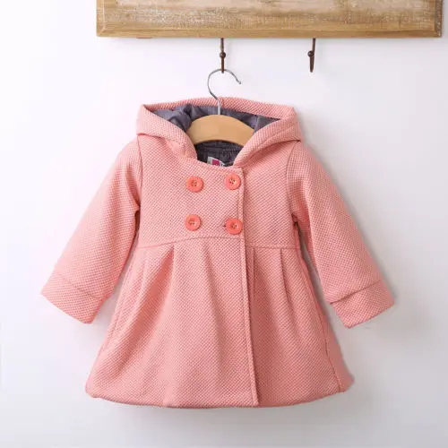 New Hot Sale Latest Baby Girl Hooded Trench Coat Winter Windbreaker Parka Jacket Kids Outerwear