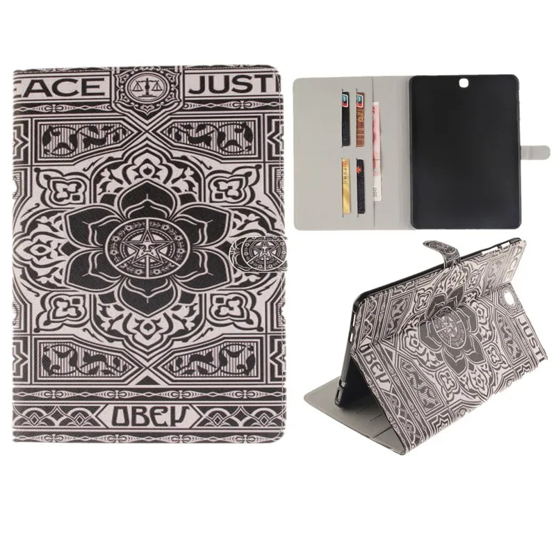 Luxury 2 Leavies PU Leather Stand Flip Case for Samsung Galaxy Tab S2 9.7 Case T810 T815 Wallet  Case Tablet Cover Back Silicon (9)