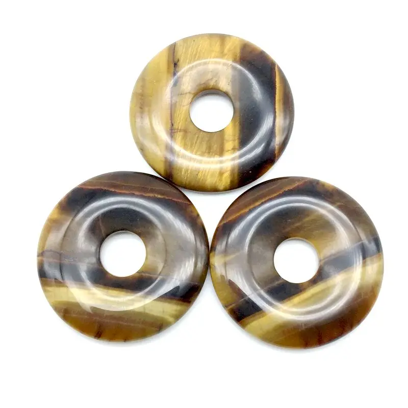 

Beadztalk Fashion Stone Donut Pendant Yellow Tiger Eye Bead Pendant 40 mm Circle DIY Necklace Good Quality