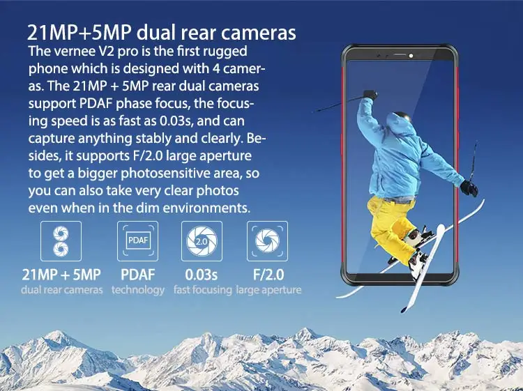 VERNEE V2 PRO 6GB RAM 64GB Helio P23 MTK6763 2.0GHz Octa Core 5.99 Inch IPS Corning Gorilla Glass FHD+ Full Screen Quad Camera IP68 Waterproof Android 8.1 4G LTE Smartphone