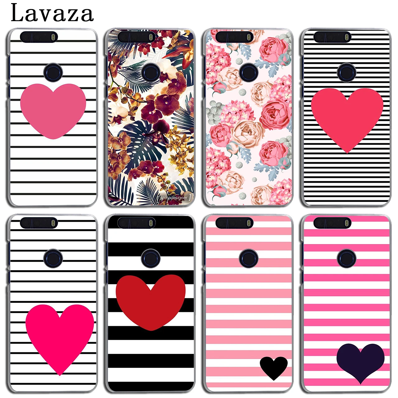Lavaza Розовый Полосатый чехол с сердечками и цветком розы для Huawei P30 P20 P10 P9 Plus P8 Mate 20