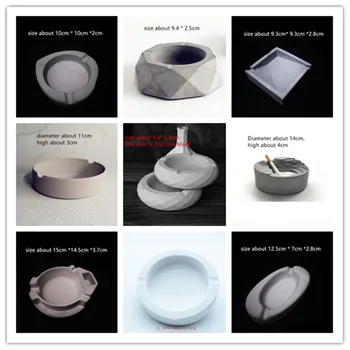 

Creative Retro Concrete Ashtray Silicone Molds Round Square Cement cigarettes Holder Tray Rack Mold