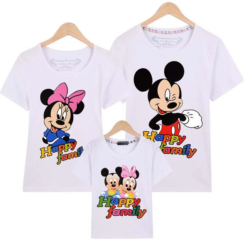 

2018 summer Family Matching Outfits mickey Short-sleeved T-shirt Family mother and daughter clothes father Son baby kids 14color