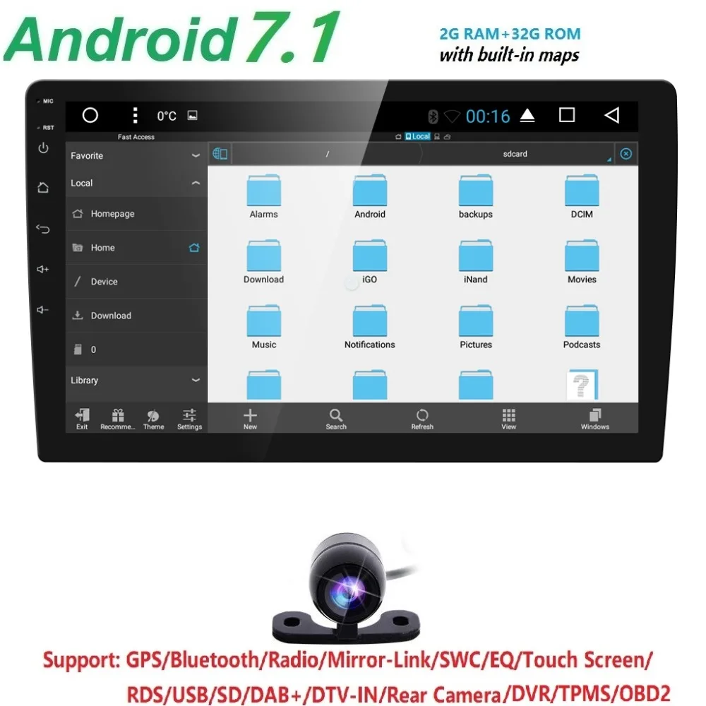 

IPS HD Screen! 10.1 inch Quad 4 core 2G RAM 2 Din Android 7.1 Universal Car Tap PC Tablet GPS Radio Stereo player Autoaudio TPMS