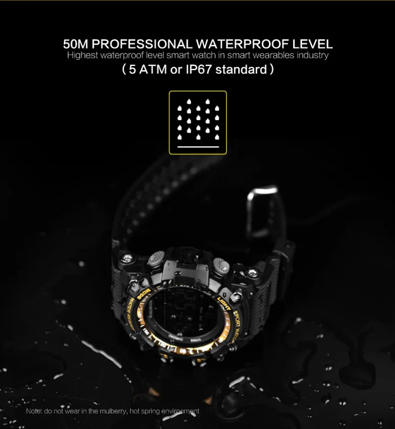 New MNWT Brand Mens Sport Watch 5ATM Waterproof Outdoor Activity Watches Fashion Clock Men Casual Digital Men Wristwatches Male