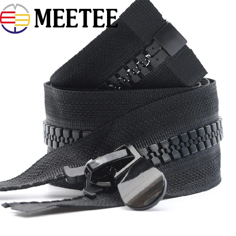 Meetee 20# очень большие пластиковые застежки-молнии черный двойной слайдер Open-end молния для шитья пуховика пальто спальный мешок палатка молнии