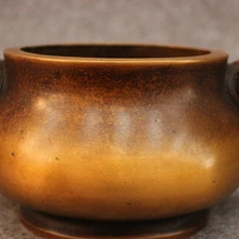 Bi002395 Китайский Бронзовый Дракон Зверь Глава Ручка Статуя Чаша Банку Курильница Курильница