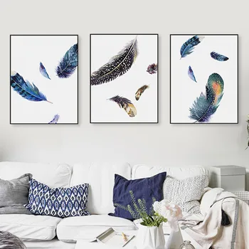 

Vintage Feather Poster Photos Big Print Wall Art Picture Modern Nordic Living Room Home Deco Canvas Painting No Frame