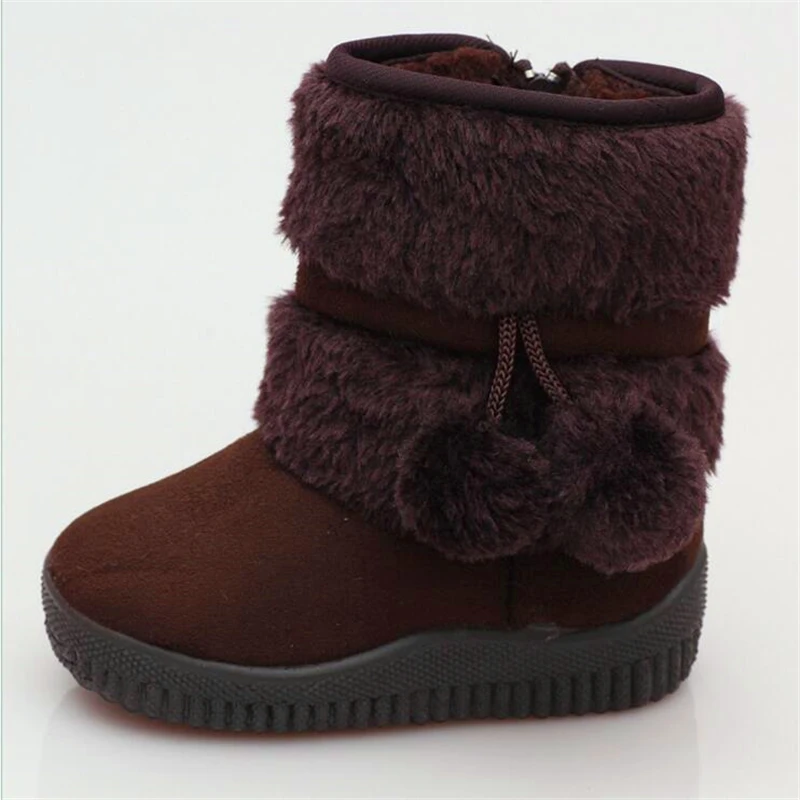 

Children Boots 2017 New Winter Thick Warm Shoes Boys Cotton-Padded Suede Zip Mid-Calf Snow Boots Girl Boots Kids Winter Shoes