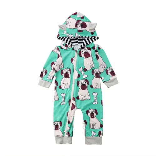Baby bay/Одежда для девочек Комбинезон с принтом на тему собак длинными рукавами