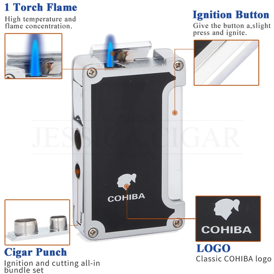 COHIBA гаджет для курения многоразовая Бутановая газовая струйная сигаретная