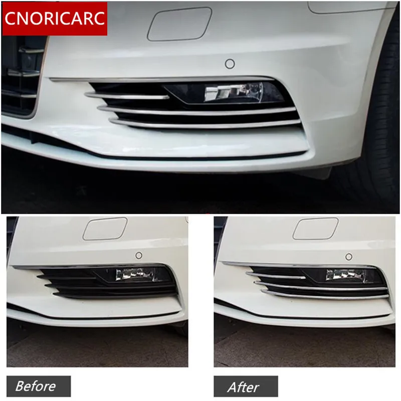 

Front Bumper Fog Lamp Trim Strips 6pcs For Audi A3 Sedan 2014-2016 Stainless Steel Car Styling Molding