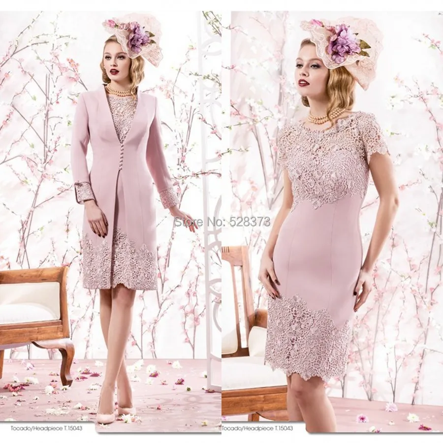 Ynqnfs MD12 элегантный Винтаж оболочка мать невесты/жениха платья с жакетом наряд розовый