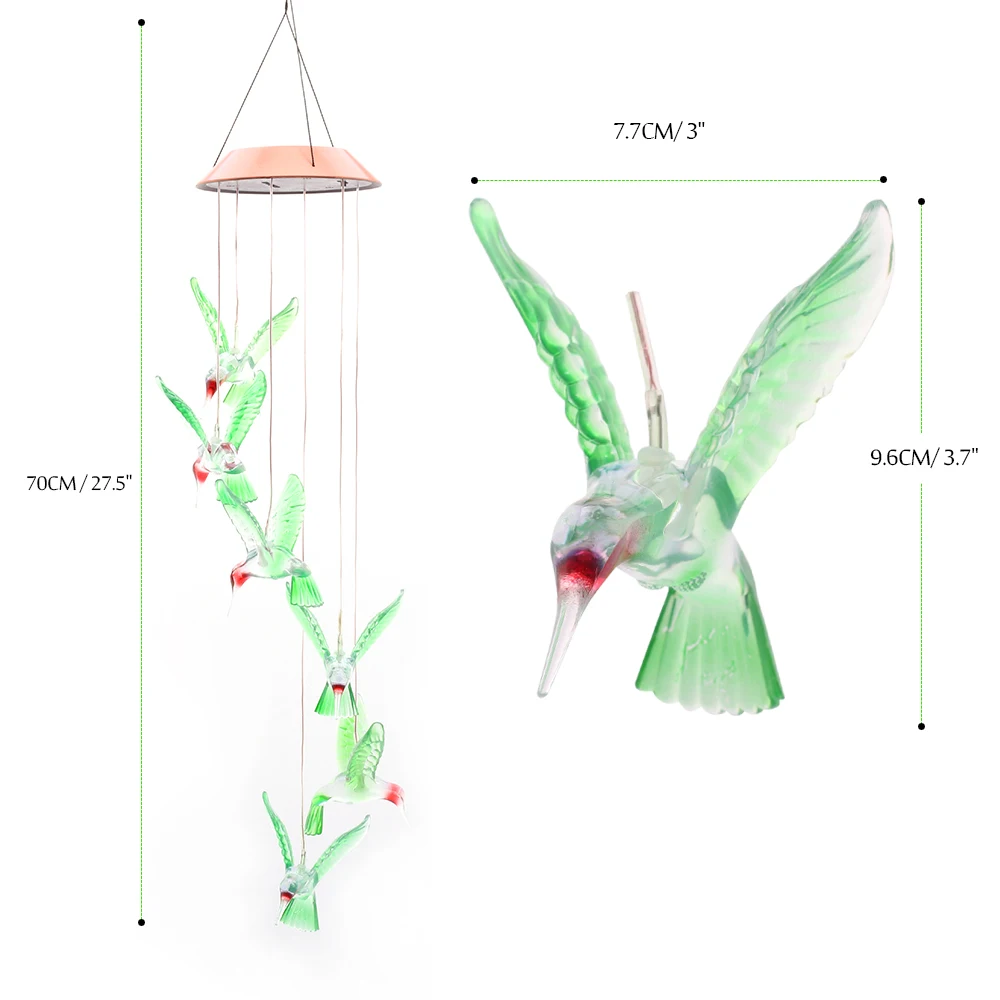 Меняющийся цвет светодиодный солнечный колокольчик лампы светодиодное освещение водонепроницаемый Колибри солнечной энергии лампа для дома/вечерние/садовые украшения