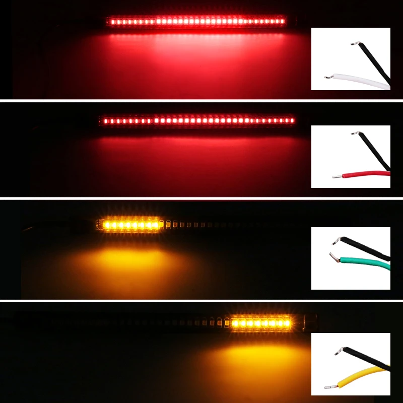 1 шт. универсальная гибкая лента для мотоцикла светильник 32 светодиодный задний тормоз Стоп сигнал поворота светильник номерного знака красный+ янтарный светодиодный цвет