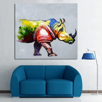 

Free Shipping Handpainted Oil Painting On Canvas Modren Rhino Designed Oil Painting Abstract Modern Canvas Wall Art no Framed
