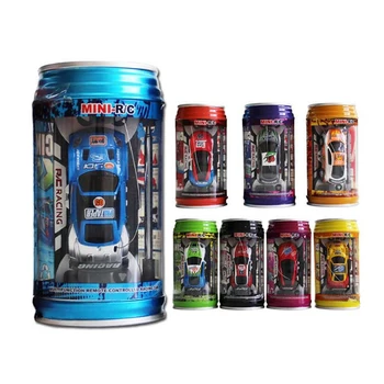 7 Colors Coke Can RC Car Radio Remote Control Car Micro Racing Car Toy 4pcs Road Blocks Kid's Toys Gifts Randomly Sent