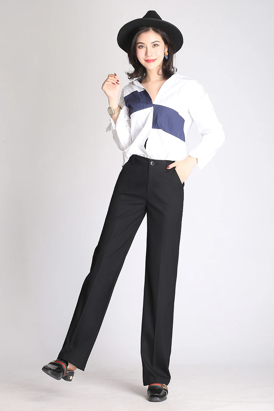 Женские брюки Капри с высокой талией и широкими штанинами,, лето, весна, OL, для офиса, для работы, Формальные Прямые брюки, женские брюки, плюс размер
