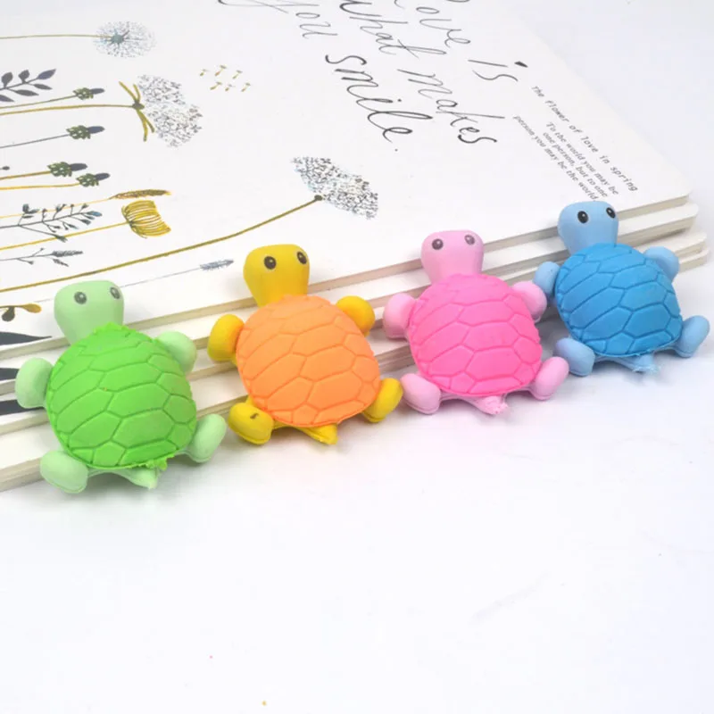 

4pcs/lot Novelty Cartoon Turtle Rubber Eraser Kawaii Creative Students Stationery Office School Supplies Gift for Children