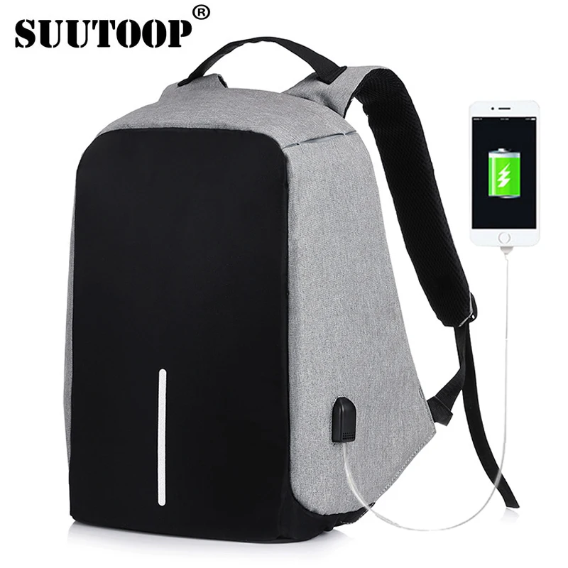 Bobby sac à dos Antivol Sac À Dos Enfant 2018 Hommes Femmes USB Noir 15 pouces Ordinateur Portable Mode Voyage Sacs D’école Bagpack de Baisse gratuite
