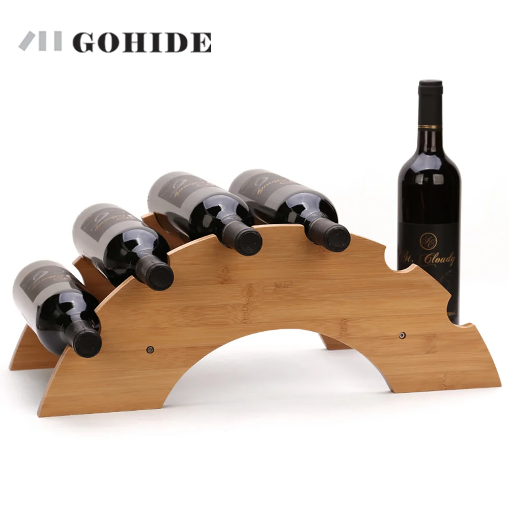 

JUH A Bamboo Wooden Bridge Style DIY Wine Rack European Fashion Personality Red Wine Display Shelf Wine Holder Ornament 81014