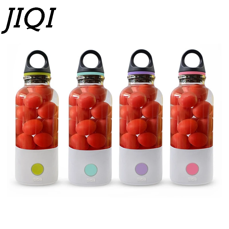 

JIQI USB Rechargeable Mini Portable Juicer Bottle 600ml Electric Fruit Juice Blender Handheld Lemon vegetable Smoothie Squeezer