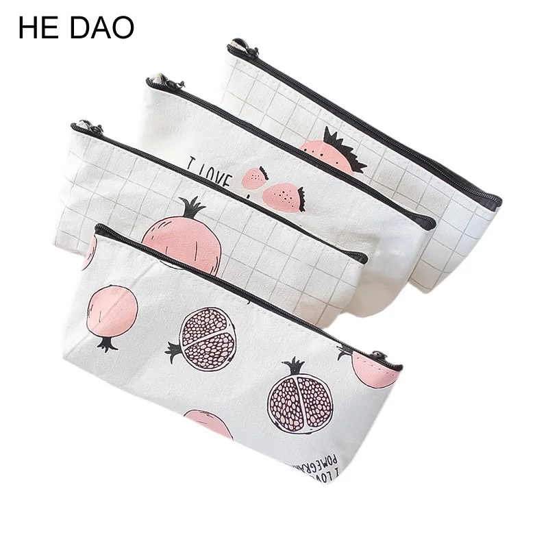 

1 pcs High Quality School Supplies Cute Originality Fruit Pencil Case Canvas Leather Pencil Bag Cartoon Storage Bag