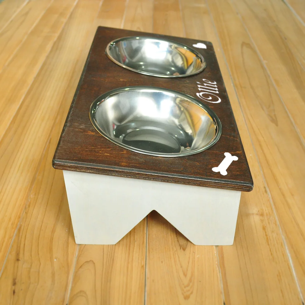Personalized Dog Bowl Stand Rustic Custom Wood Personalized Dog Bowl Stand Rustic Custom Wood Name Farmhouse Decor In Diy Crafts From Home Garden On